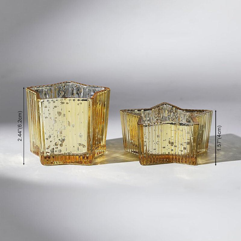 Ensemble de 10 photophores étoiles dorées, 2 tailles, photophores célestes pour décoration de table de mariage, Diwali et automne