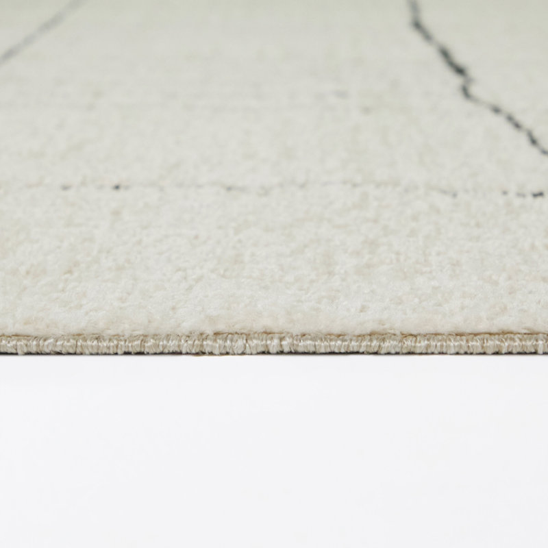 Tapis contemporain crème / noir Simonis, 5 pi 3 po x 7 pi
