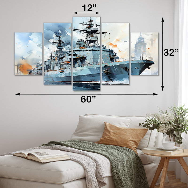 Marine armée, bateau, frégate I - art mural multipanel militaire