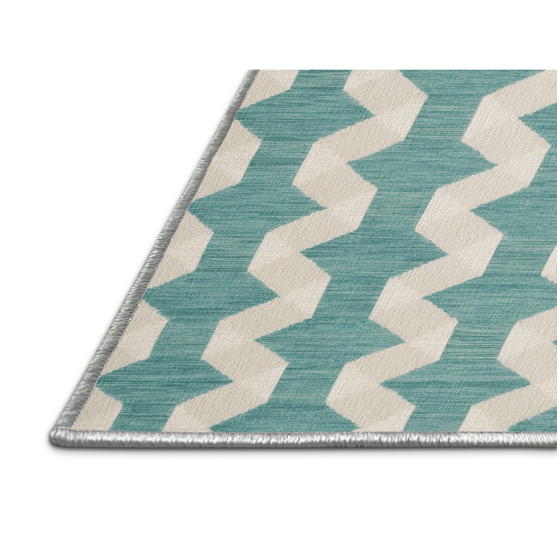 Tapis beige à carreaux lavable à la machine, Rectangle 3 pi x 5 pi