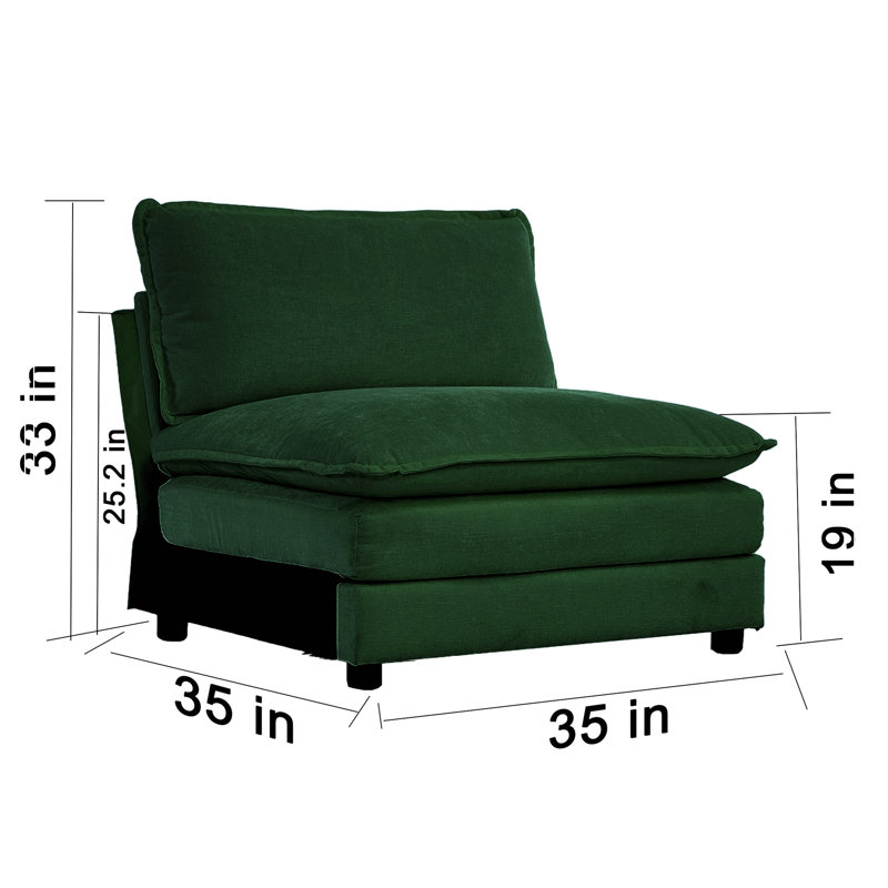 Canapé en chenille 35,04 po Holdrege, Chenille verte