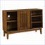Buffet buffet, ferme de 47,3 po avec 2 portes, rangement et pieds en bois massif, noyer | Panneau de fibres à densité moyenne + acacia