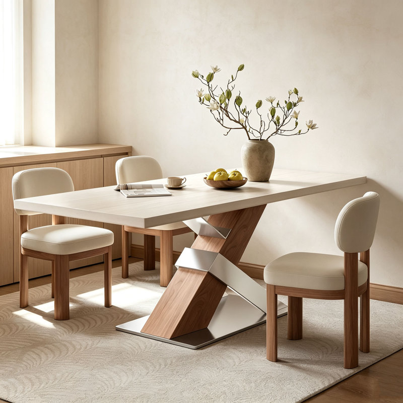 Table de salle à manger moderne avec pattes en Z, H 29,5 po x l 63 po x P 31,5 po, 5