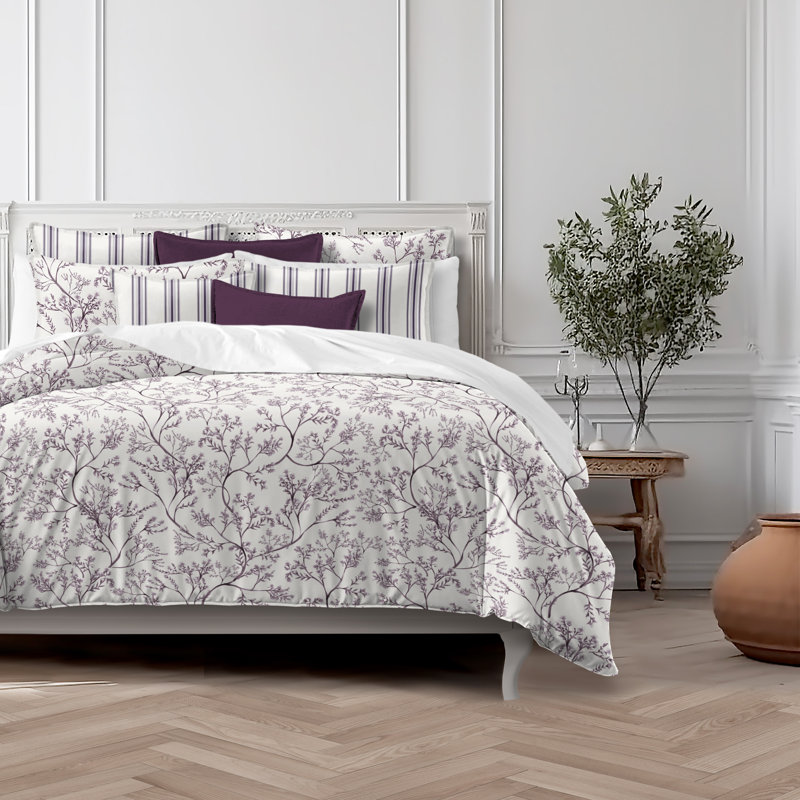 Tinsley Plum Cotton Duvet Cover Set, King Duvet Cover + 7 Additional Pieces
