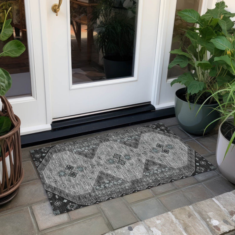 Tapis lavable à la machine intérieur / extérieur ACN2565, Gris anthracite, 1 pi 8 po x 2 pi 6 po