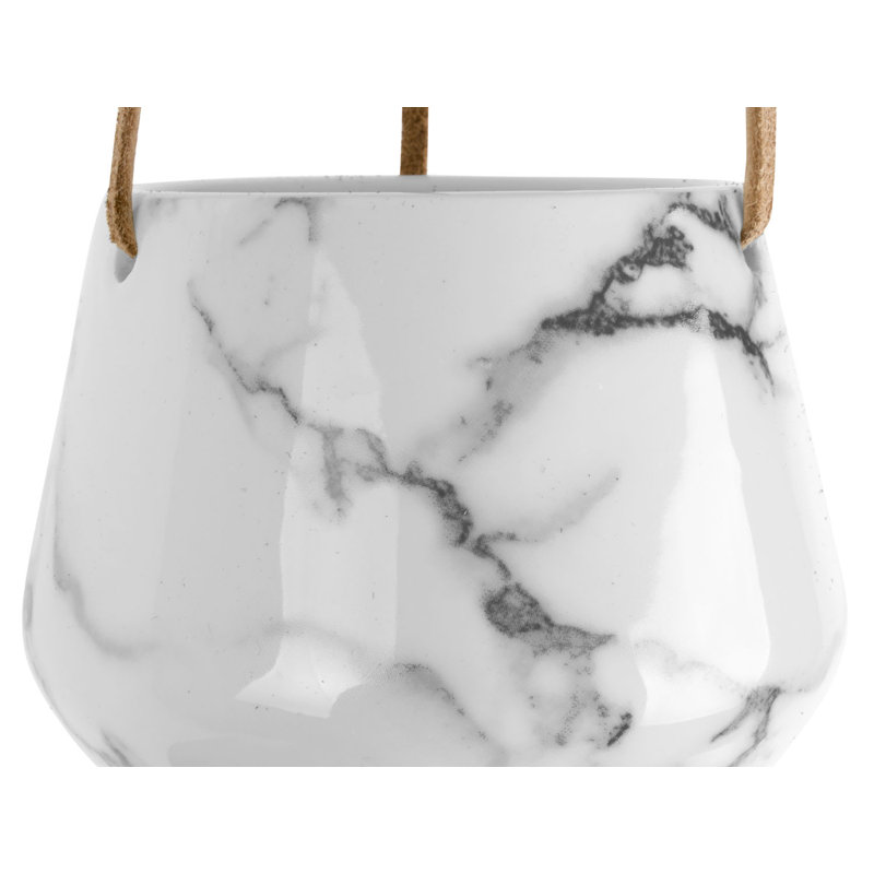 Tiggs Ceramic Hanging Planter, White, 9.5cm H x 12.2cm W x 12.2cm D