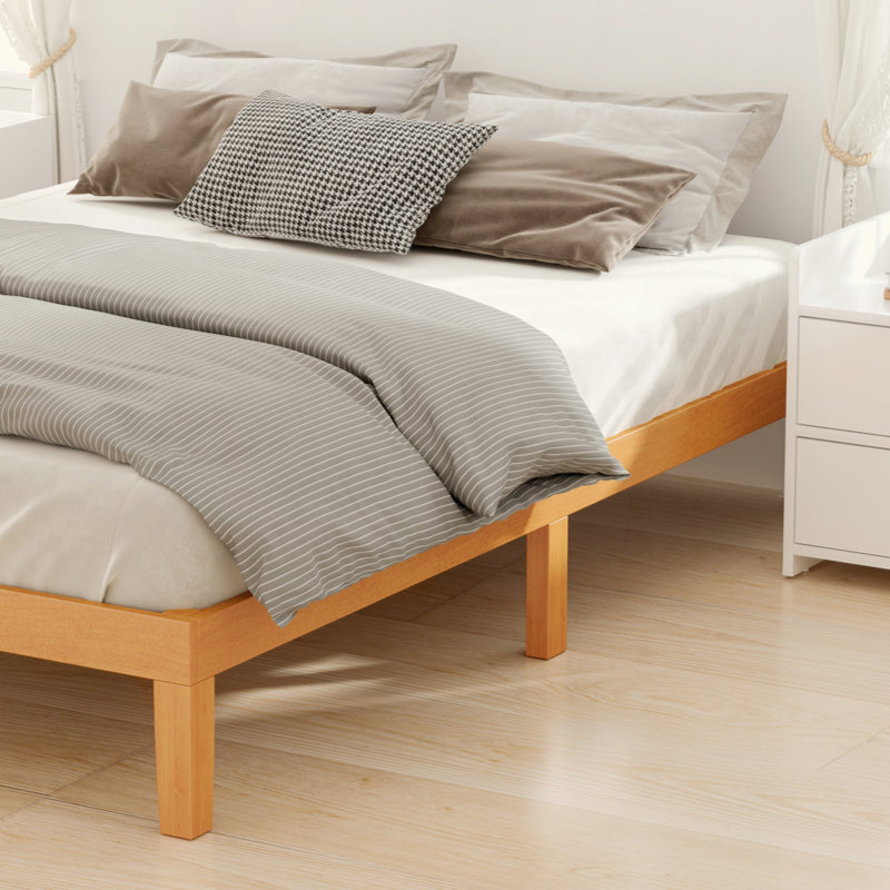 Base de lit plateforme en bois avec lattes de support | Sommier sans ressorts, support de lattes robuste, design minimaliste moderne