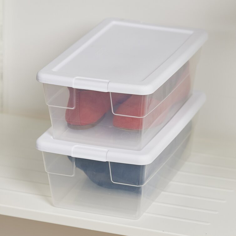  Sterilite 70 Quart Multipurpose Stackable Plastic Latching Lid  Storage Tote, 4 Pack & 6 Quart Container Box Bin for Home Organization,  Clear 12 Pack