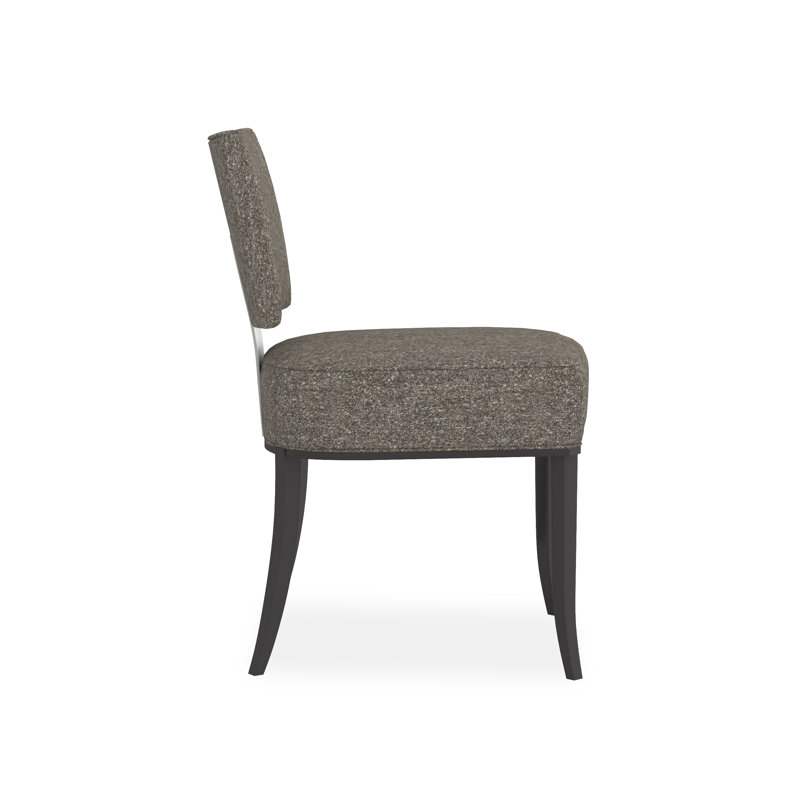 Caracole Classic Upholstered Dining Chair, Gray, Black/Chrome
