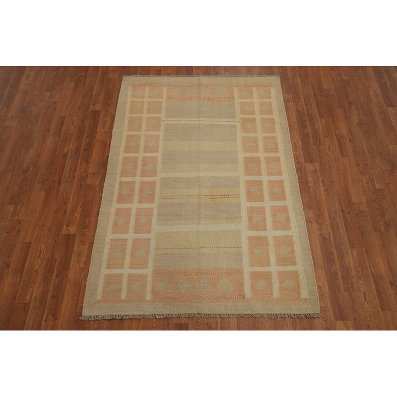 Tapis géométrique Kilim tissé à la main 4 x 6