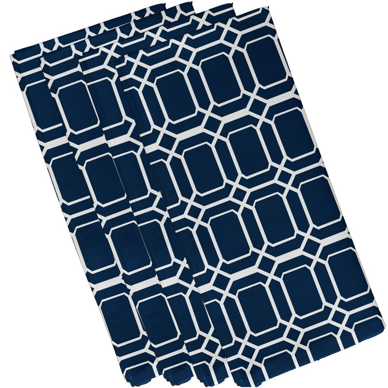 Synthia Polyester Geometric Square Napkin, Blue