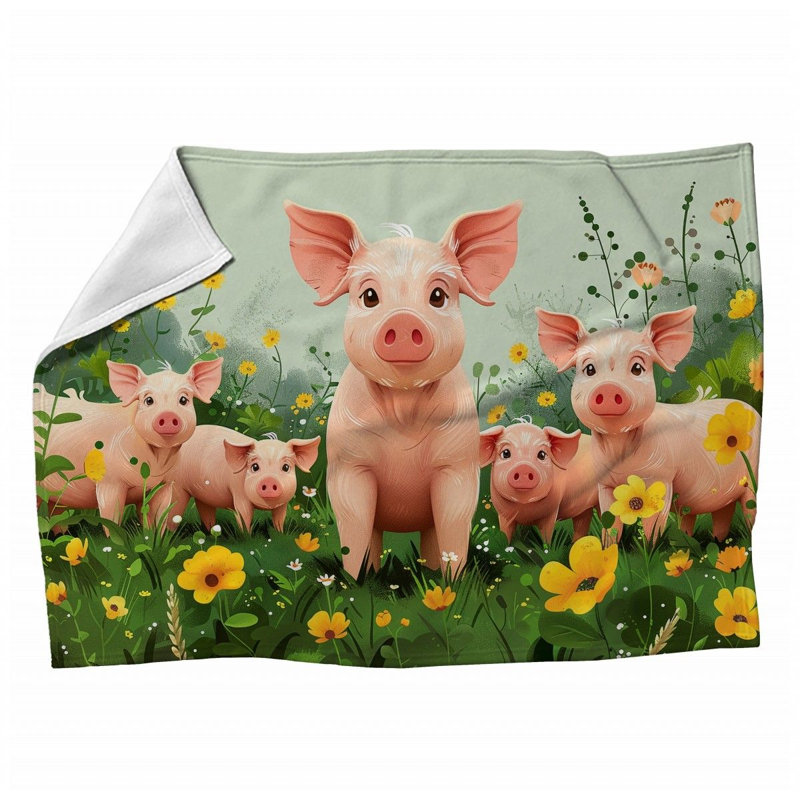 Jeté en porcelaine Piglets - Jeté d'animaux pour canapés ou lits, Grand lit