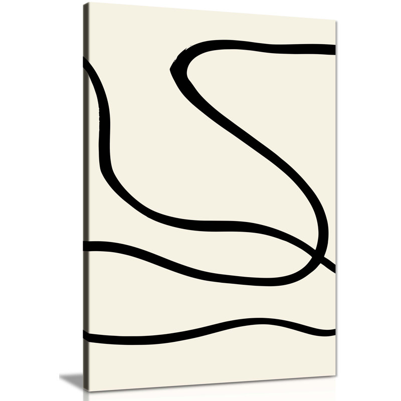 Abstract Minimalist Curve Lines - Wrapped Canvas Print, 31cm H x 20cm W x 1.8cm D