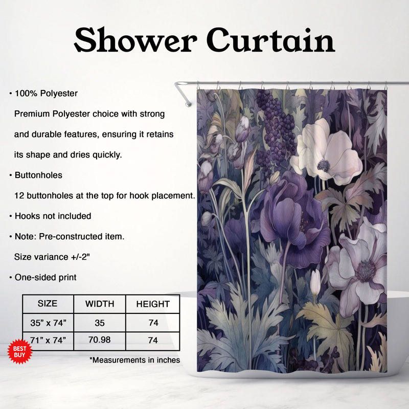 Rideau de douche Arveen, H 74 po x l 71 po