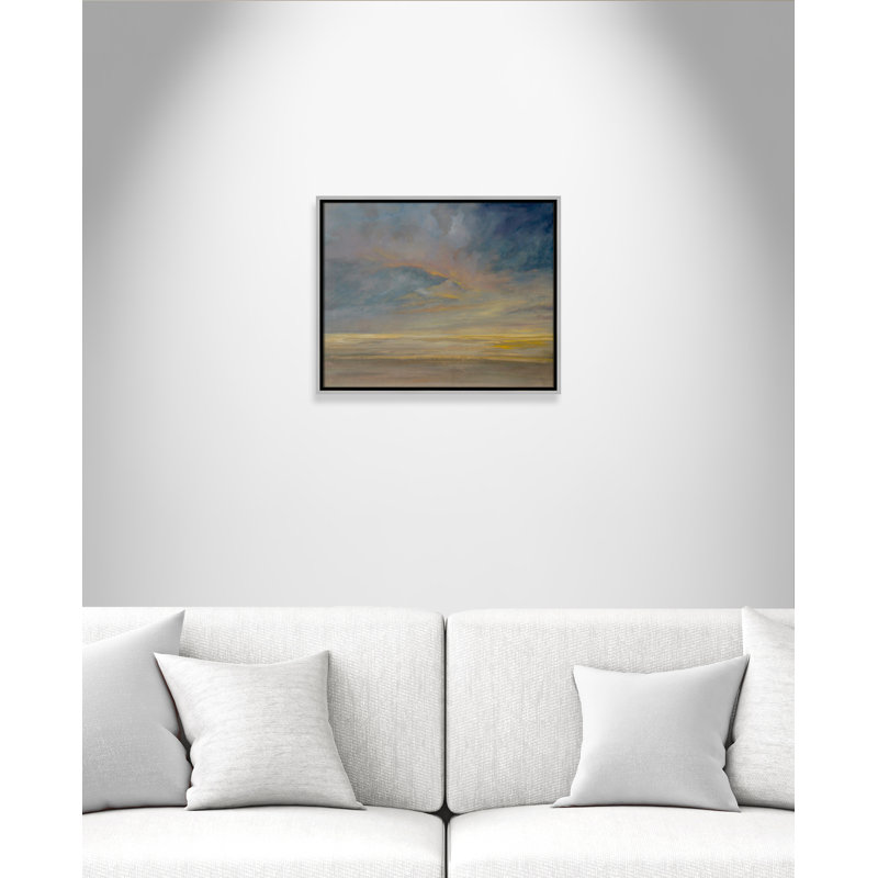 Saffi Dawning Unrest - Floater Frame Painting on Canvas, 17.5" H x 21.5" W, Silver