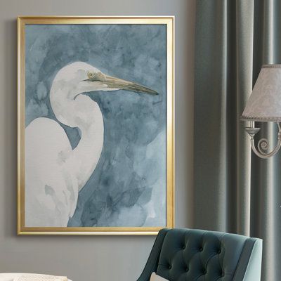 Watercolor Heron Portrait II, toile encadrée de qualité supérieure - prête à être accrochée