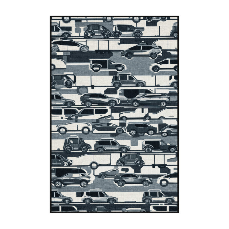 Machine Washable Transportation Gray Area Rug, Rectangulaire 8 pi x 10 pi