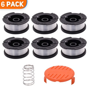 Set of 6 30ft .065 String Trimmer Line Replacement Spool for Black+Decker AF-100 Weed Eater Line Spool with Automatic Feed System (6Spool + 1Spring + 1Cap)