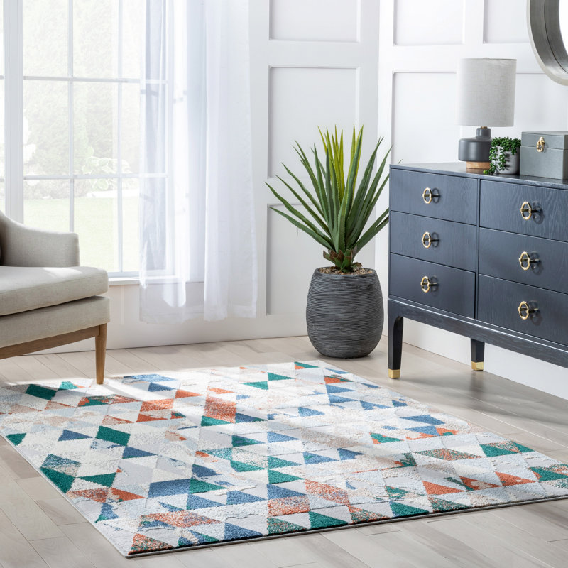 Leona Geometric Synthetic Area Rug, Rectangle 120 x 160cm