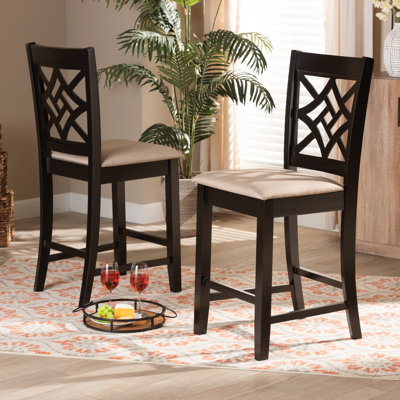 Upholstered Counter Stool with Solid Wood Frame