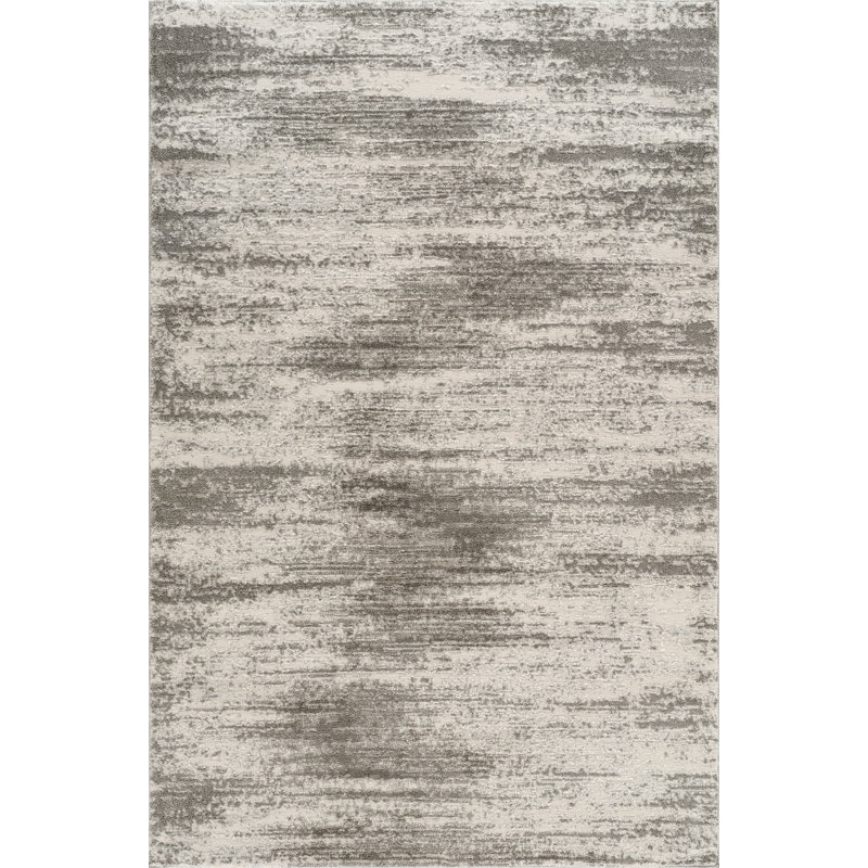 Adney Gray & Ivory Abstract High-Low Modern Rug, Gray/Ivory, 10'0" x 14'0"