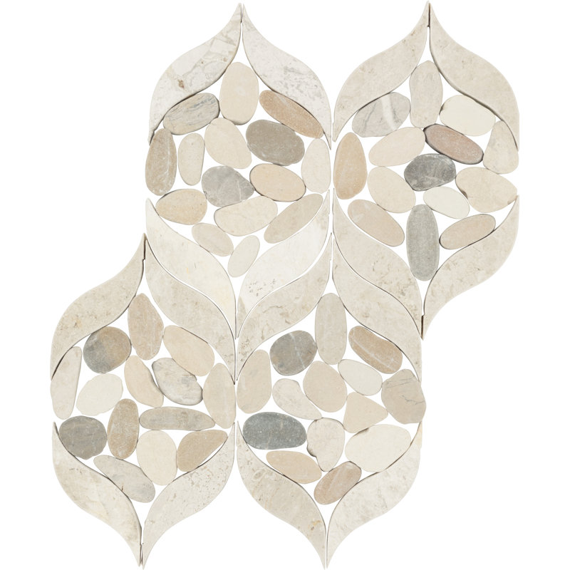 Daltile Pebble Oasis Natural Stone Petal Pebble Mosaic 15" x 11" (11 PC per Carton) (8.47 SQFT per Carton), Seashell
