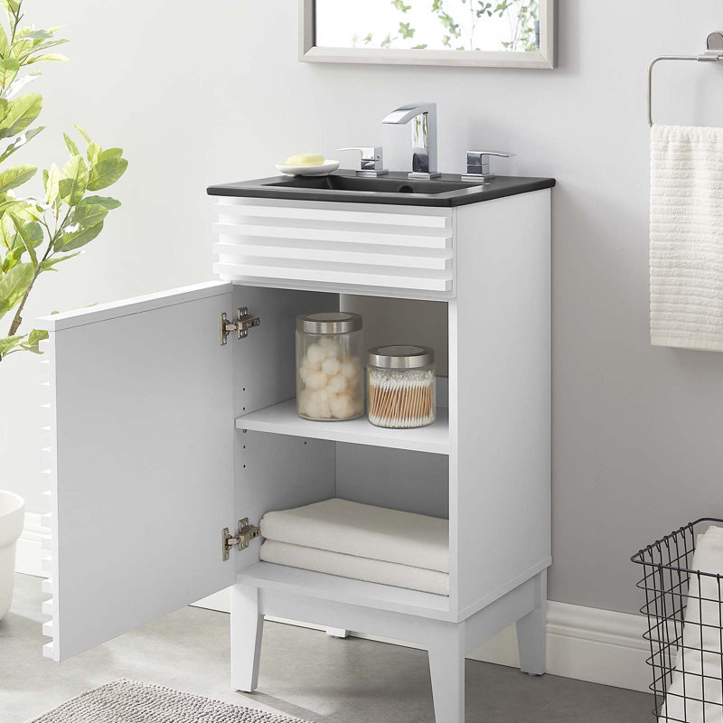 Meuble-lavabo 18 po Modway Render, Blanc / noir