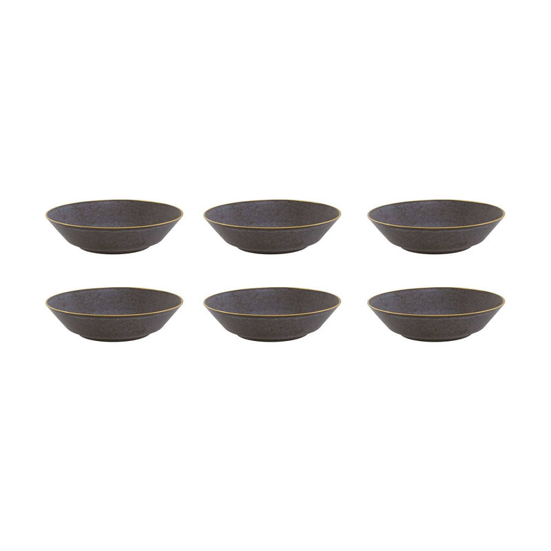 Pierre dorée - assiette à pâtes / bol bronze, ensemble de 6