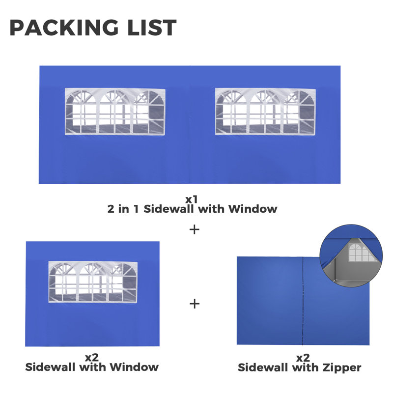 10x20 Pop Up Canopy Sidewalls, Blue