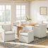 19" Wide Modern Upholstered Removable Cushions Dining Armchair with Casters