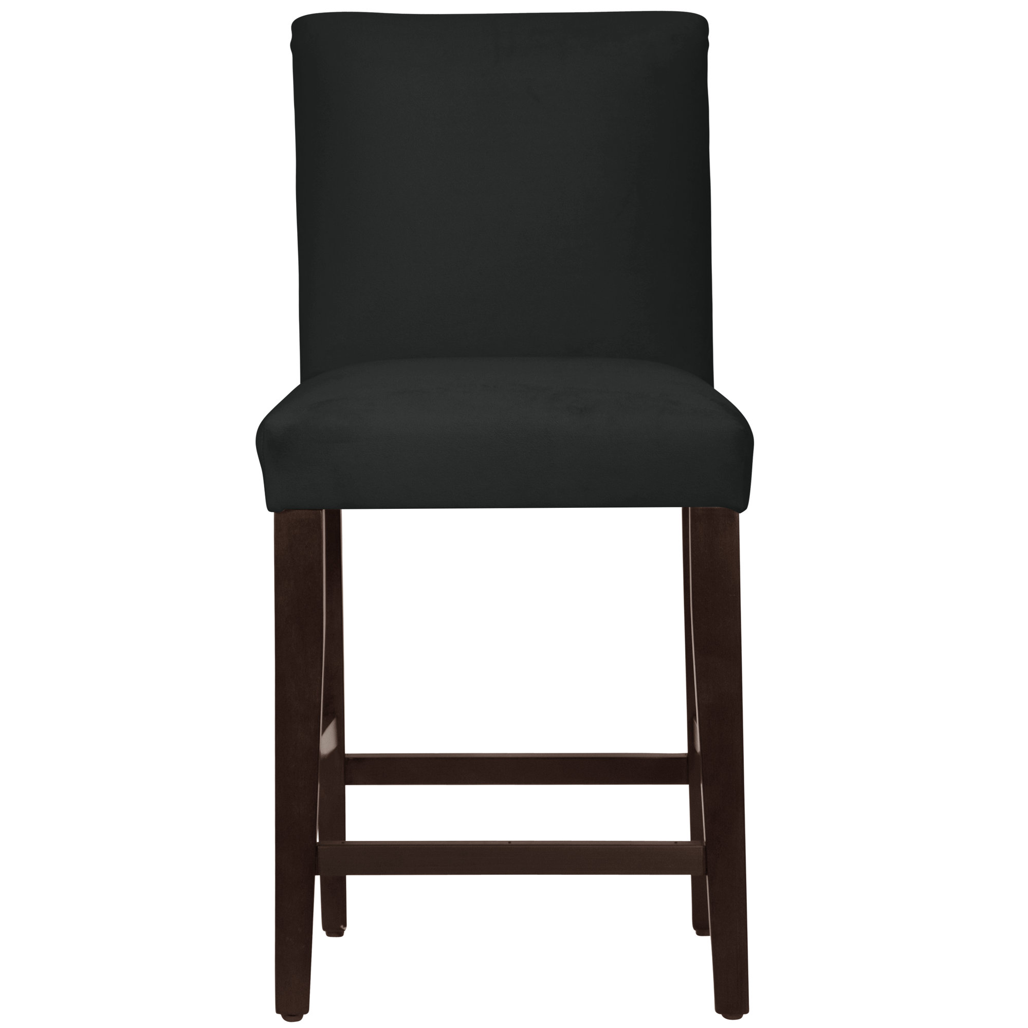 Hadrien Upholstered Stool, Classic Black Performance Velvet, Espresso, Counter Stool (26" Seat Height)