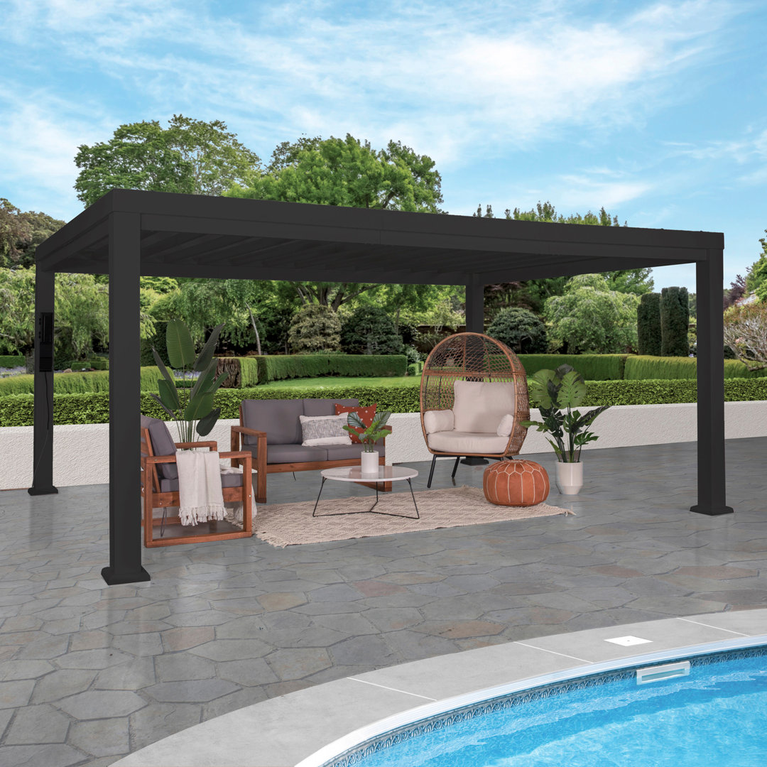 Backyard Discovery Trenton Steel Pergola with Canopy Backyard Discovery Size: 16 ft. W x 12 ft. D