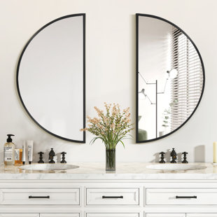 Miroir mural rond rond en métal (ensemble de 2)