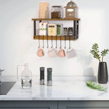 Wall Mount Floating Shelf with Hooks 17 Stories