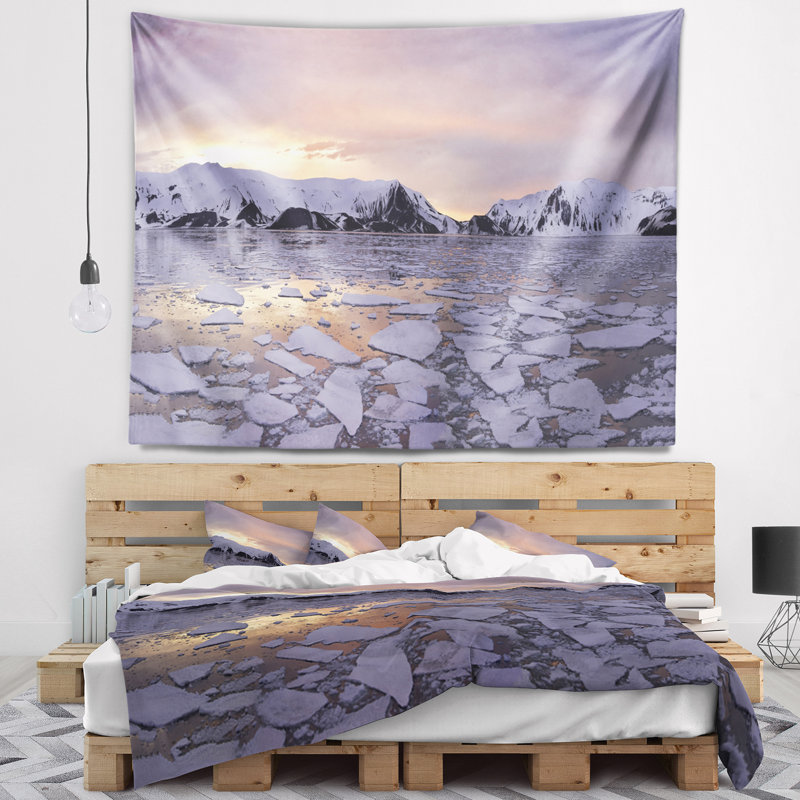 Tapisserie paysage marin antarctique, H 32 po x l 39 po