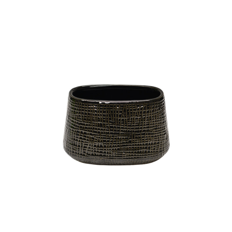 Vase de table en céramique Raphaela, 5" H x 7' W x 3" D, Noir