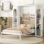 Lit escamotable double pleine grandeur avec tablettes et lumières DEL, blanc-97485292