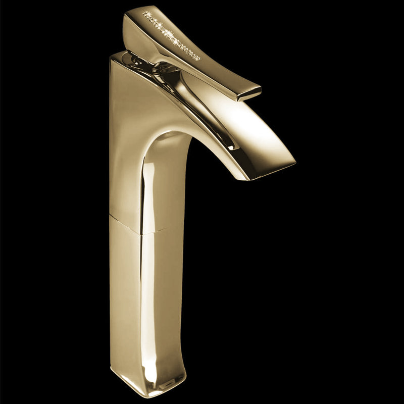Skip Diamond Vessel Sink Bathroom Faucet, Polished Gold