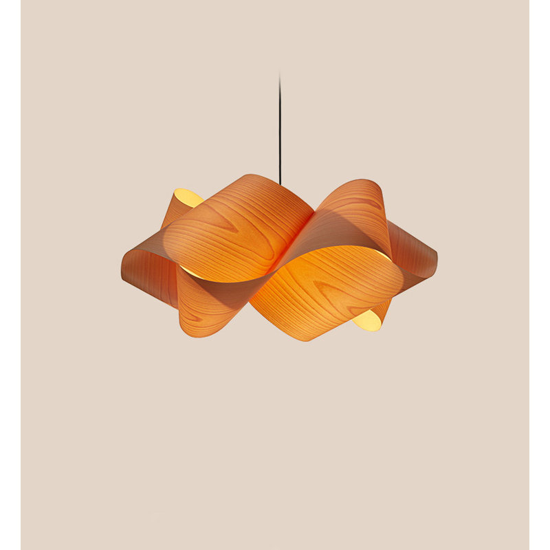 Swirl 1 - Light Pendant, Natural Beech, E26, Matte Black