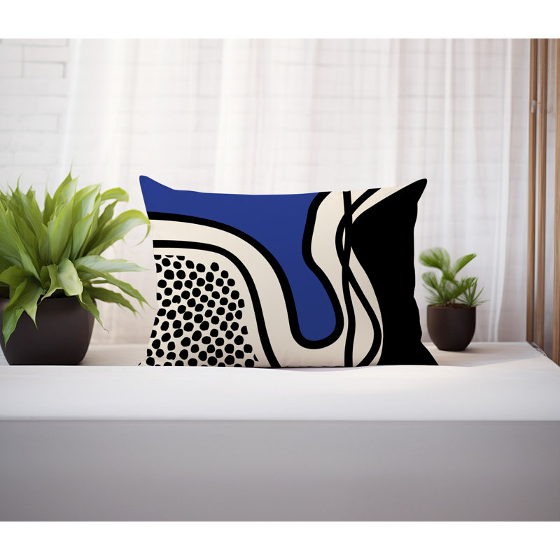 Coussin lombaire réversible intérieur / extérieur Jai Abstract, H 18 po x l 25 po, Marine