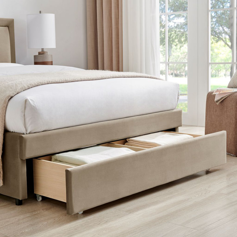 Upholstered Storage Bed, Brown, Double (4'6)
