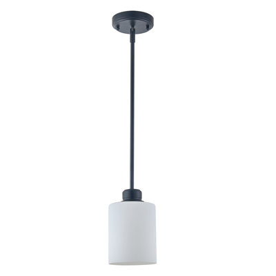 Lininger 1-Light Mini Pendant, Frosted Glass, Matte Black