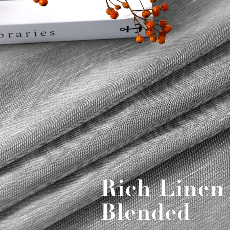 Linen Blended Textured Semi-Sheer Grommet Curtains - 37"/52" Widths Semi-Private & Light-Filtering Linen-Style Panels for Bedroom 