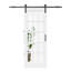 Porte de grange coulissante en verre transparent blanc apprêté 15-Lite avec trousse de quincaillerie d'installation / aucun assemblage requis-110910389