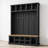 79"H Farmhouse Hall Tree with Storage Bench, Entryway Shoe Storage, 13 Compartments and 6 Hooks, Black-532877065