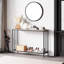 Console moderne étroite avec tablette en verre - Canapé d'entrée à 2 niveaux pour salon, vestibule ou chambre à coucher, structure en métal industriel, table d'appoint peu encombrante-1388913798-1388913800