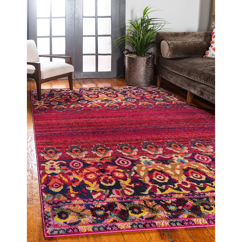 Tapis oriental rouge/jaune Alfreda, Rectangle 9 pi x 12 pi