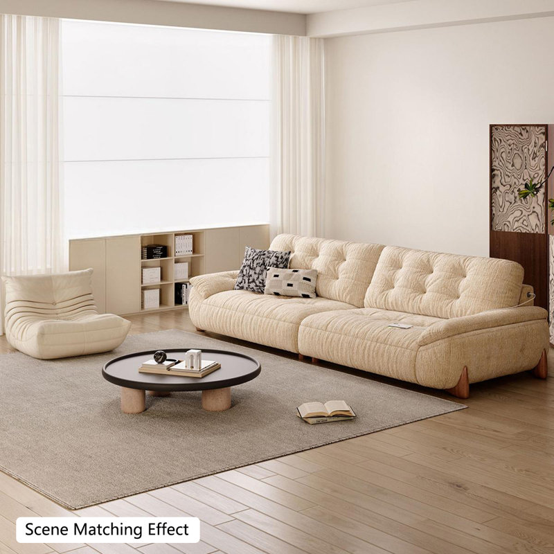 Canapé beige modulaire en chenille, H 36,22 po x l 98,43 po x P 40,16 po, Beige