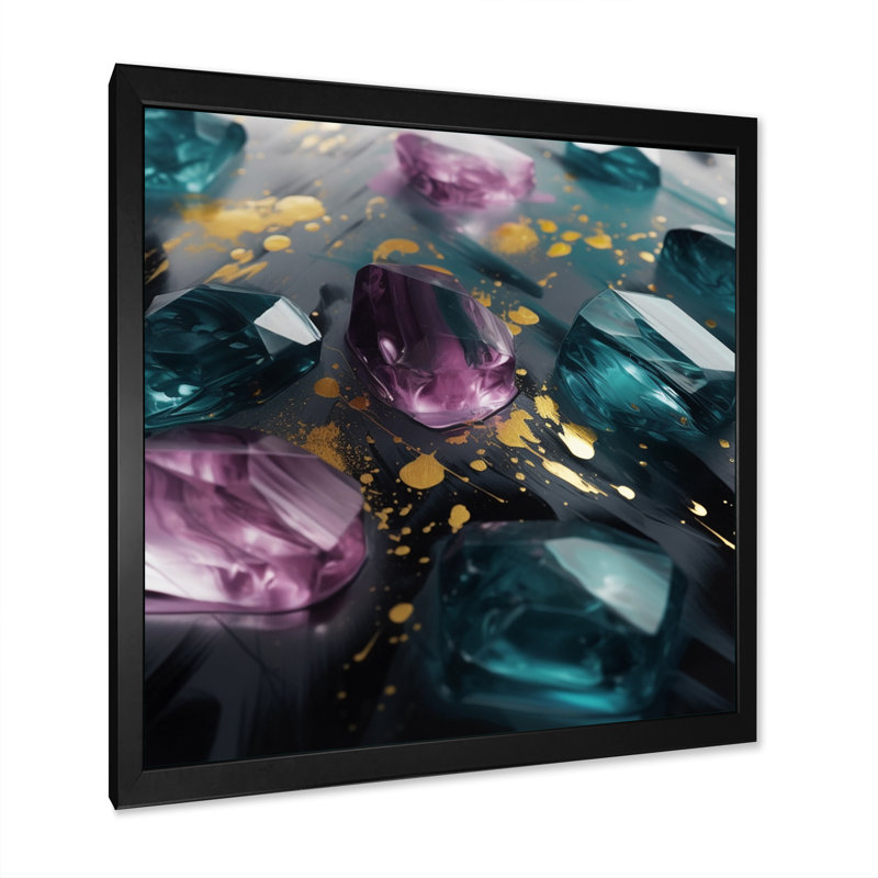 Impression sur toile Fairhill mauve et vert, impressions colorées III, H 16 po x l 16 po x P 1 po, Cadre photo noir