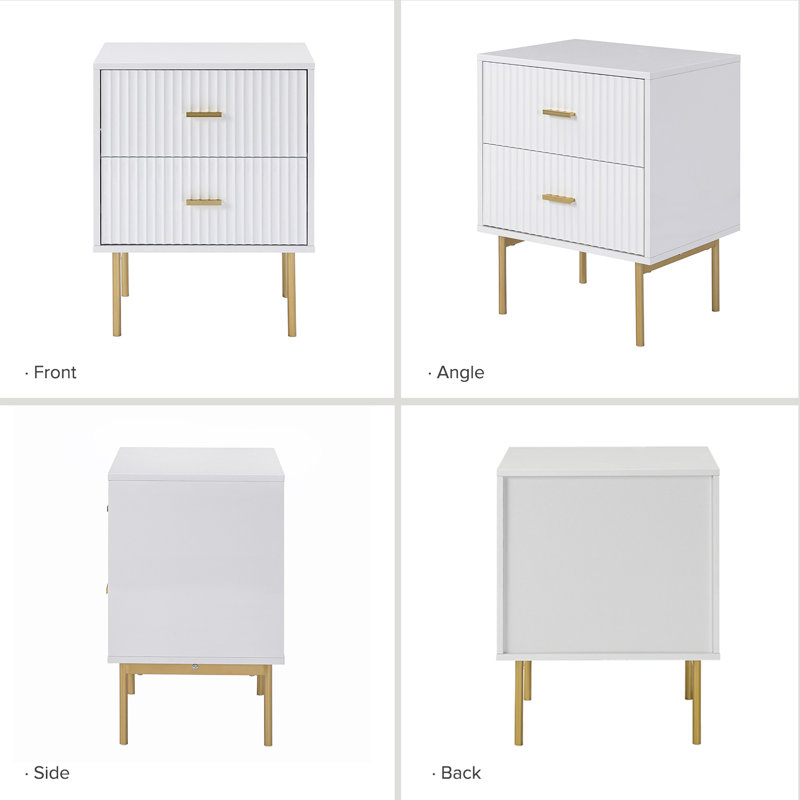 Alexandera 25.2'' H Modern Nightstand with Two Drawers(Set of 2)